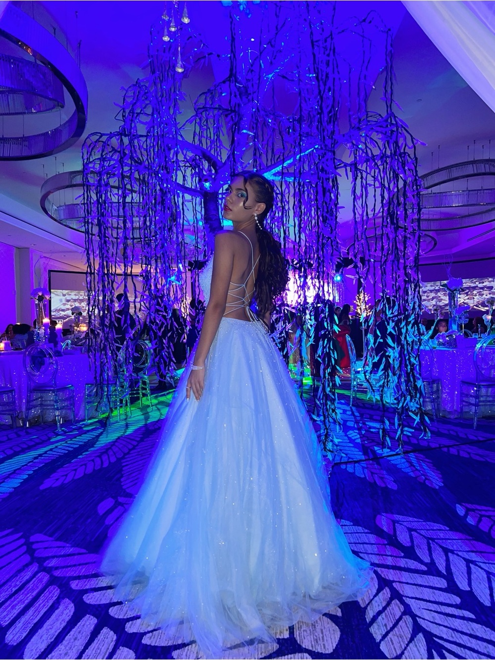 Elegant Light Blue Tulle Ball Skirt - Women